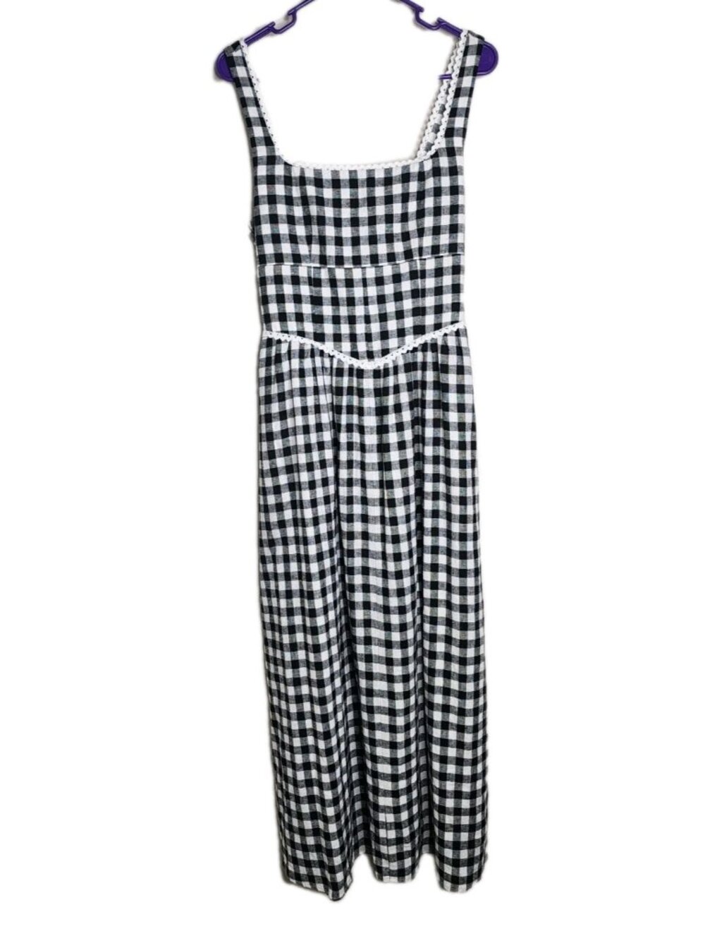 WAYF Black and White Gingham Midi Sundress Medium